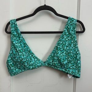 Aerie Teal Floral Triangle Bikini Top Size XXL